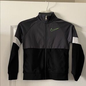 Nike Kids Black and Dark Gray Jacket with Green Logo